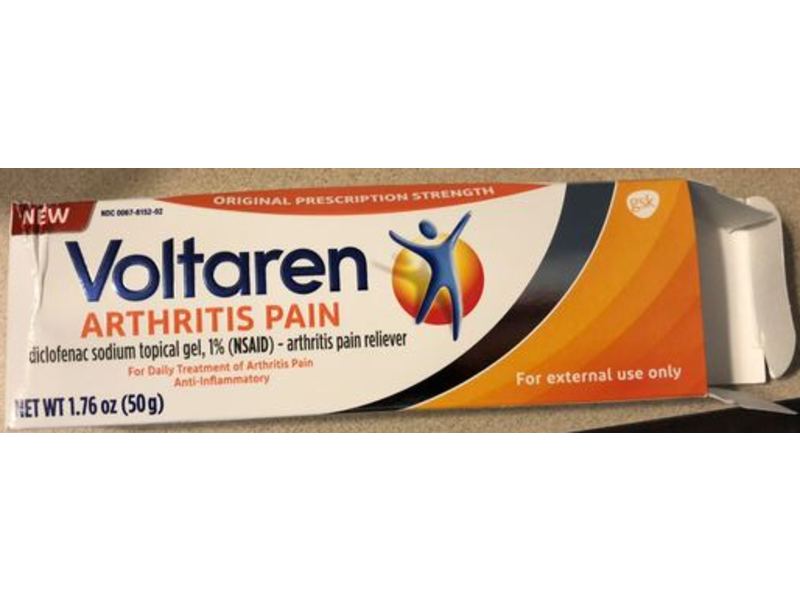 Voltaren Arthritis Pain Reliever Topical Gel, Diclofenac Sodium 1% (NSAID), 1.76 oz/50 g