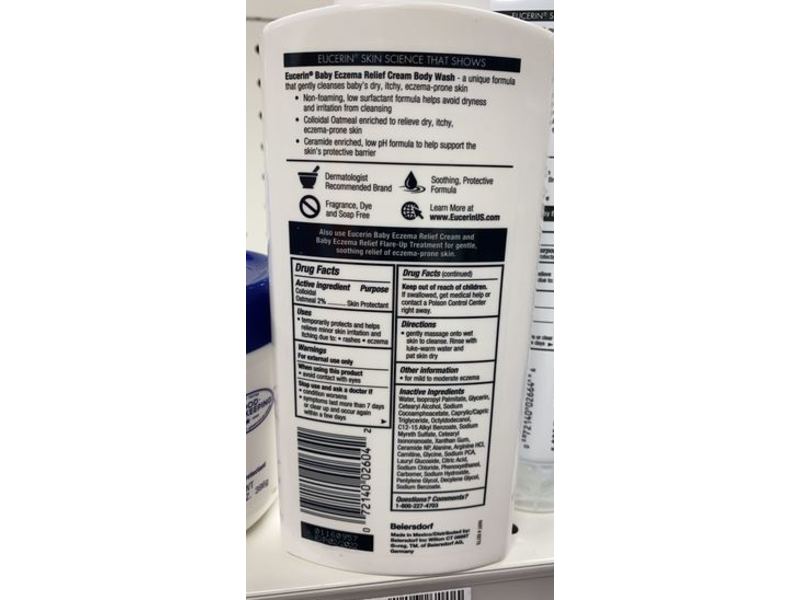 Eucerin Baby Eczema Relief Cream Body Wash, 13.5 fl oz/400 mL