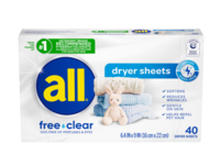 All Dryer Sheets, Free Clear, 40 Count - thumbnail 1