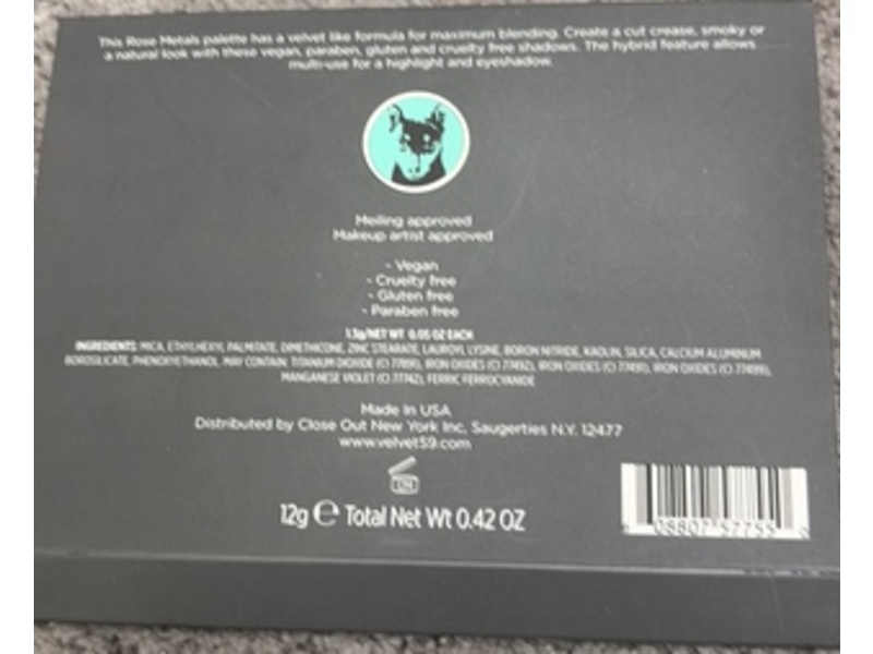 Velvet 59 By Paris Manning Makeup Palette, Rose Metals, 0.42 fl oz/12 g