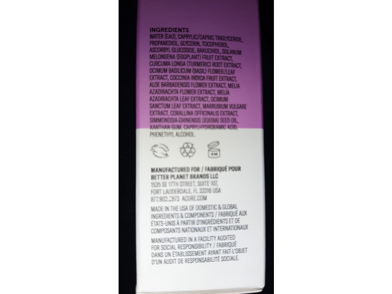 Acure Radically Rejuvenating Dual Phase Bakuchiol Serum, 0.33 fl oz/10 mL