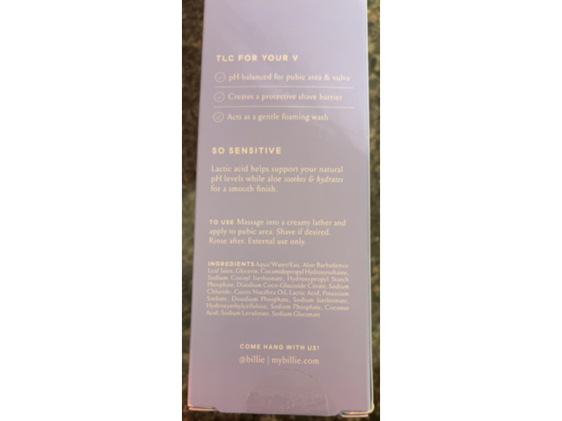 Billie V Smooth Shave Gel + Cleanser, pH-Balanced, 6.5 fl oz