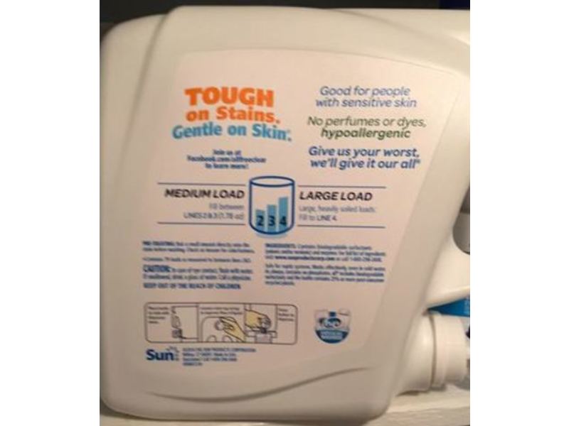 All Stainlifters Oxi Laundry Detergent, Free & Clear, 103 Loads, 184.5 fl oz/5.45 L