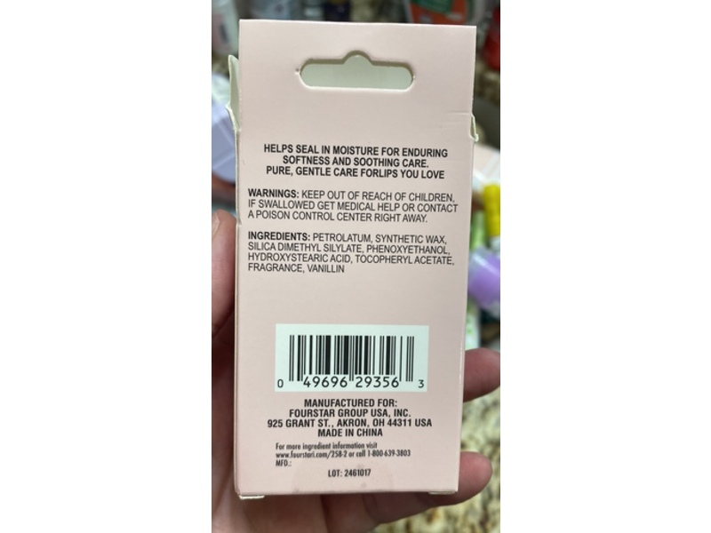B.pure Lip Balm, Peach Strawberry Scent, 0.25 oz/7 g, Pack Of 2