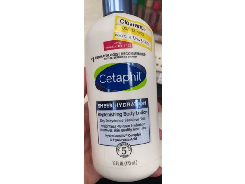 Cetaphil Sheer Hydration Replenishing Body Lotion, Fragrance Free, 16 fl oz/473 mL