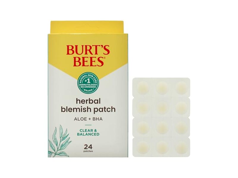 Burt's Bees Herbal Blemish Patch, Aloe + BHA, Clear & Balanced, 24 Patches