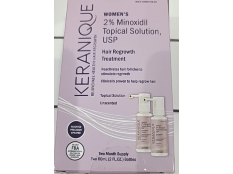 Keranique Hair Regrowth Treatment, 2% Minoxidil, 2 fl oz/60 mL, 2 Count