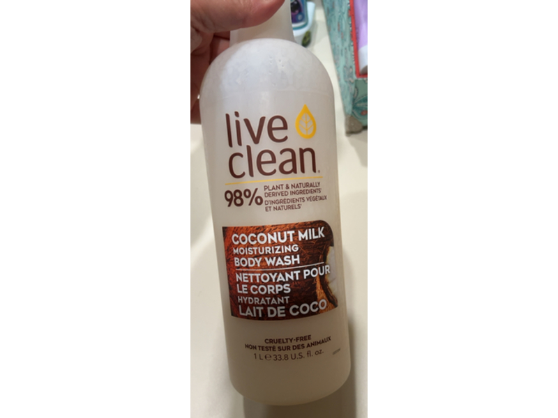 Live Clean Moisturizing Body Wash, Coconut Milk, 33.8 fl oz/1 L