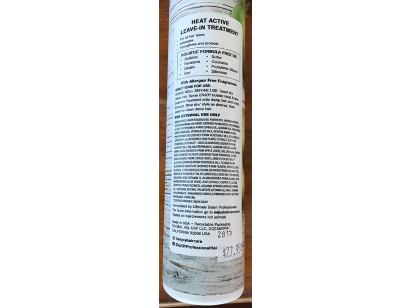 Enjoy Holistic Heat Active Leave In Treatment, 10.1 fl oz