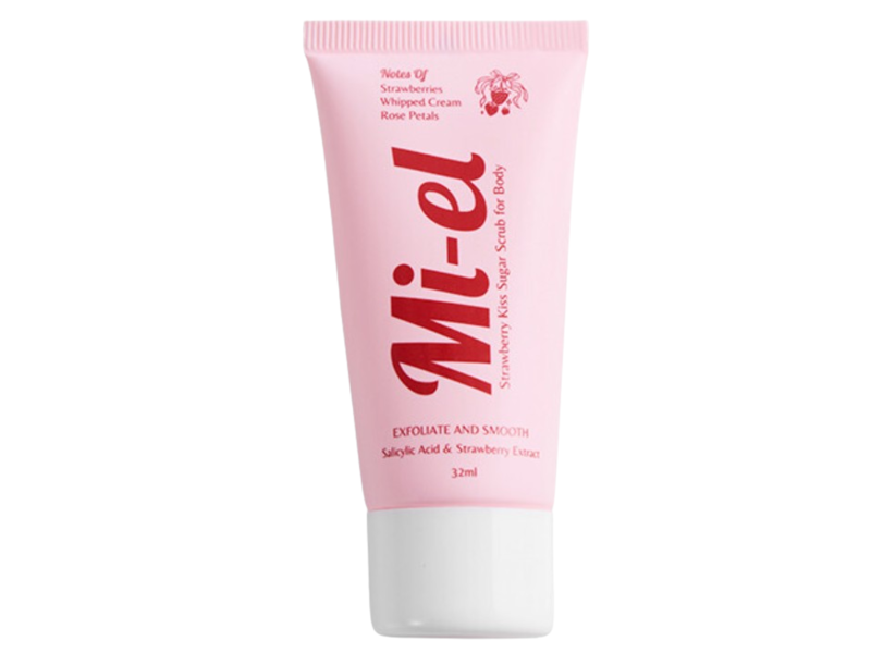Mi-el Exfoliate & Smooth Strawberry Kiss Sugar Scrub, Hyaluronic Acid & Strawberry Extract, 32 mL