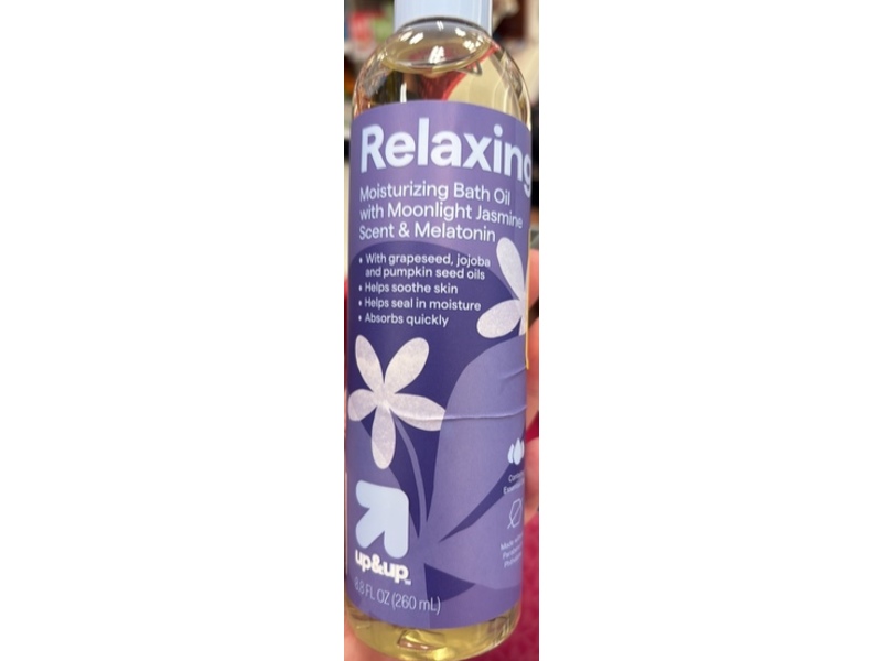 up&up Relaxing Moisturizing Bath Oil, Moonlight Jasmine & Melatonin, 8.8 fl oz/250 mL