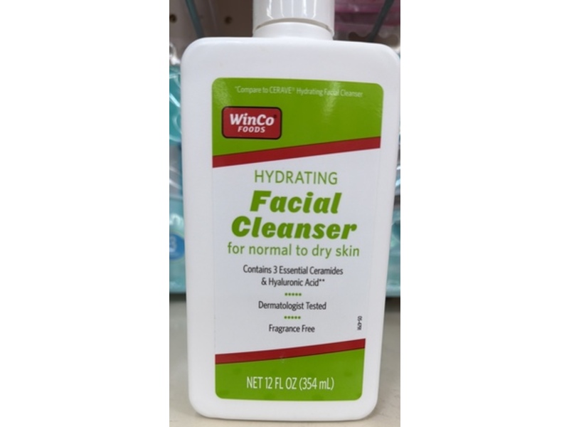 WinCo Foods Hydrating Facial Cleanser, 3 Essential Ceramides & Hyaluronic Acid, 12 fl oz/354 mL