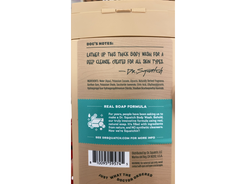 Dr. Squatch Men's Natural Body Wash, Coconut Castaway, 14 fl oz/414 mL