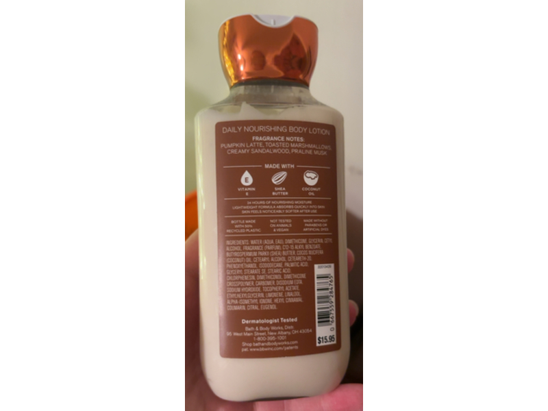 Bath & Body Works Marshmallow Daily Nourishing Body Lotion, Pumpkin Latte, 8 fl oz/236 mL