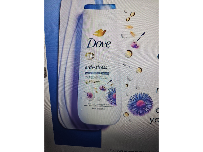 Dove Anti-Stress Body Wash, Blue Chamomile & Oat Milk, 22 oz/650 mL, Pack Of 4