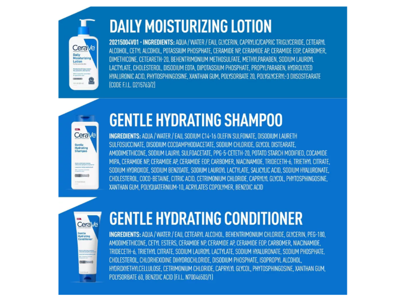 CeraVe Daily Moisturizing Lotion + Shampoo & Conditioner Set