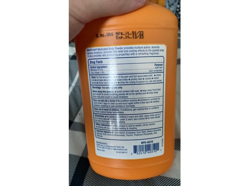 Med Pride Medicated Body Powder, 10 oz/283 g