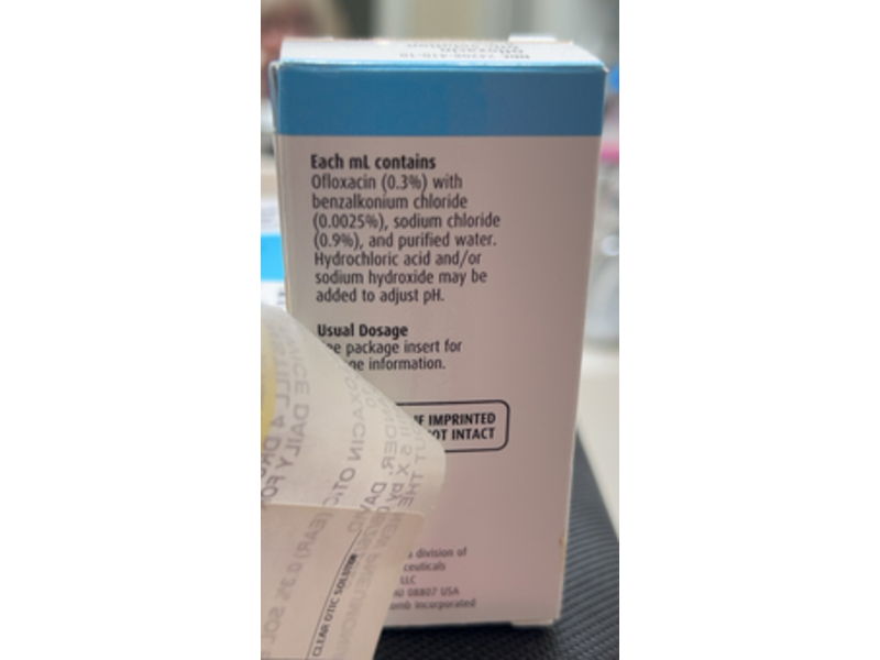 Ofloxacin Otic Solution, 0.3%, 10 mL, Bausch & Lomb