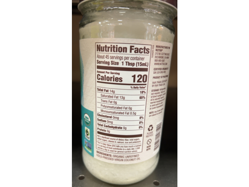Nutiva Organic Virgin Coconut Oil, 23 fl oz/680 mL