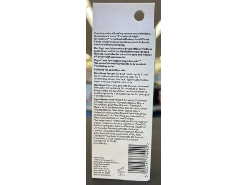 No7 Define & Enhance Natural Definition Mascara, Black, 0.23 fl oz/7 mL