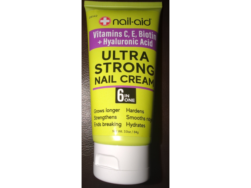 Nail-Aid Ultra Strong 6 In One Nail Cream, Vitamin C, E, Biotin + Hyaluronic Acid, 3.0 oz/84 g