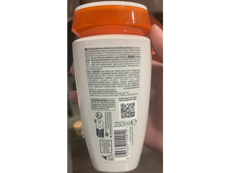 Kerastase Nutritive Bain Satin Shampoo, Plant-Based Proteins & Niacinamide, 8.5 fl oz/250 mL