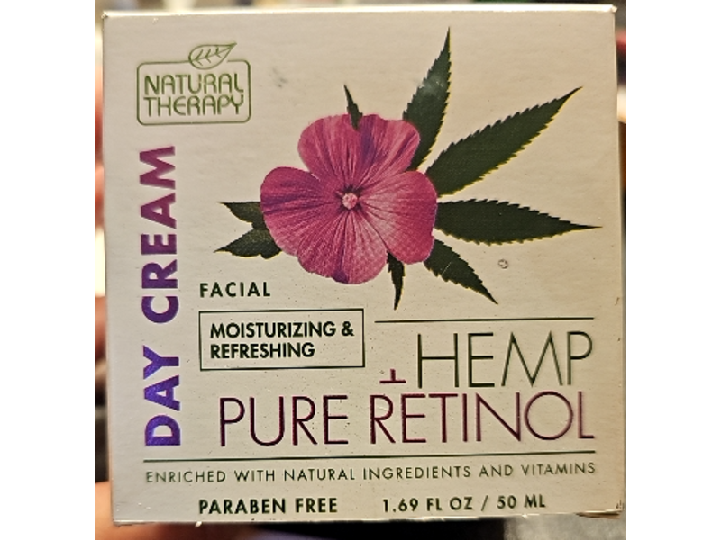 Natural Therapy Facial Moisturizing & Refreshing Day Cream, Hemp Pure Retinol, 1.6 fl oz/50 mL
