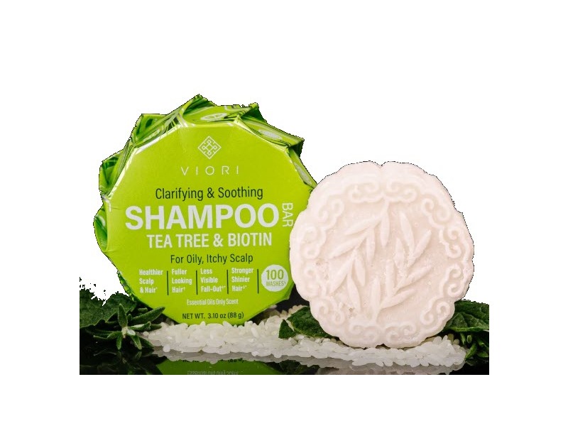 Viori Tea Tree Shampoo Bar, Tea Tree & Biotin, 3.10 oz/88 g