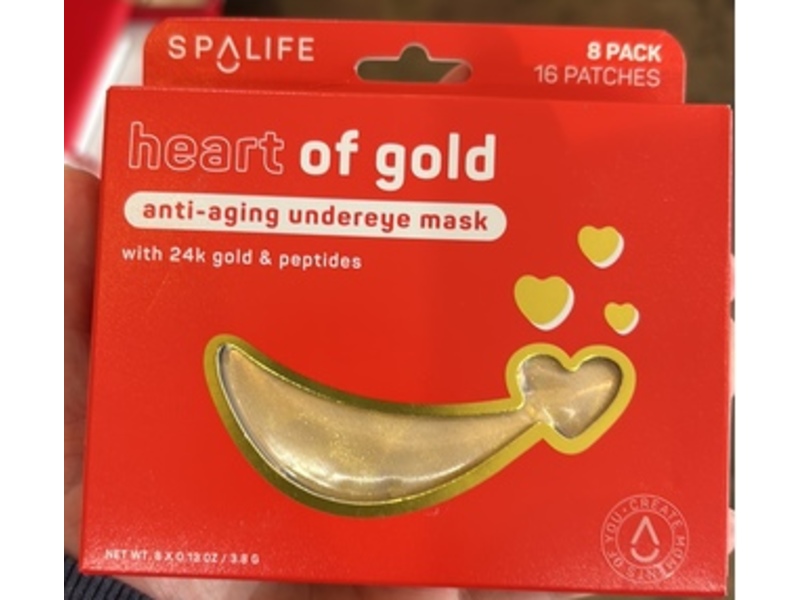 SpaLife Heart of life Gold Anti-Aging Undereye Mask, Pack Of 8