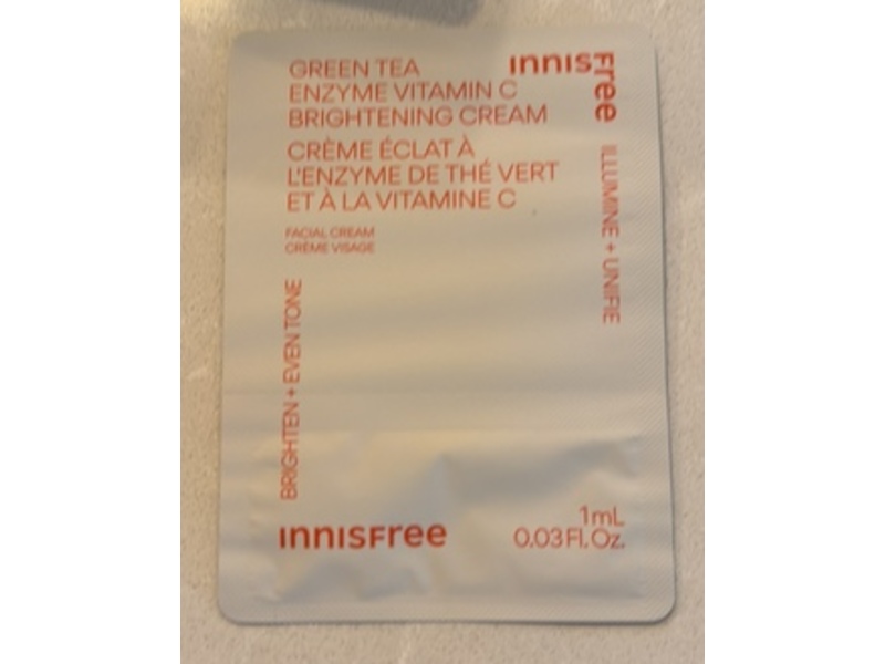 InnisFree Brightening Cream, Green Tea Enzyme + Vitamin C, 0.03 fl oz/1 mL