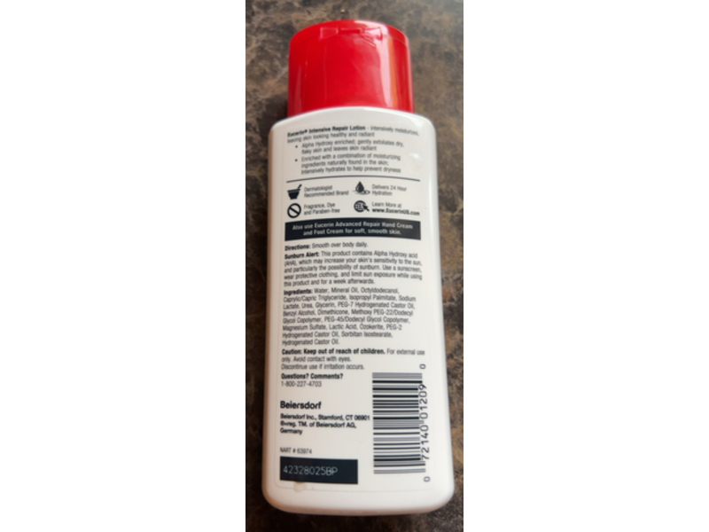 Eucerin Intensive Repair Lotion, 5 fl oz/150 mL, Pack Of 3