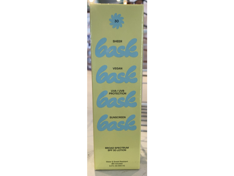 Bask Sheer Sunscreen Lotion, SPF 30, 3.4 fl oz/100 mL