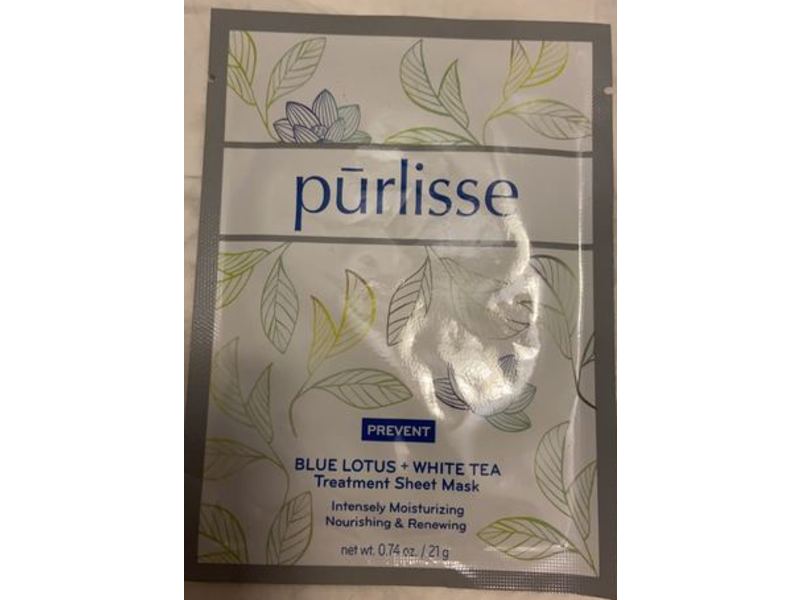 Purlisse Blue Lotus + White Tea Treatment Sheet Mask, 0.74 oz/21 g
