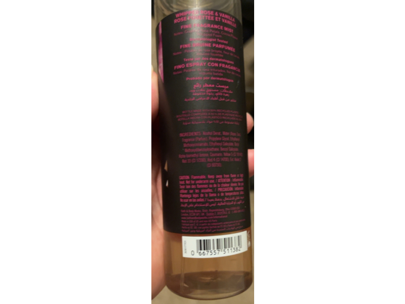 Bath & Body Works Fine Fragrance Mist, Whipped Rose & Vanilla, 8 fl oz/236 mL