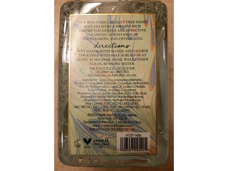 Maison De Base Foaming Hand Soap, Sea Salt + Egyptian Cotton, 16.9 fl oz/500 mL