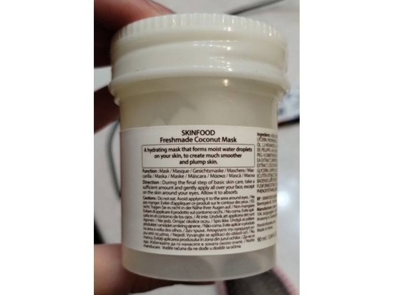Skinfood Freshmade Coconut Mask, Hydrating, 3.04 fl oz/90 mL