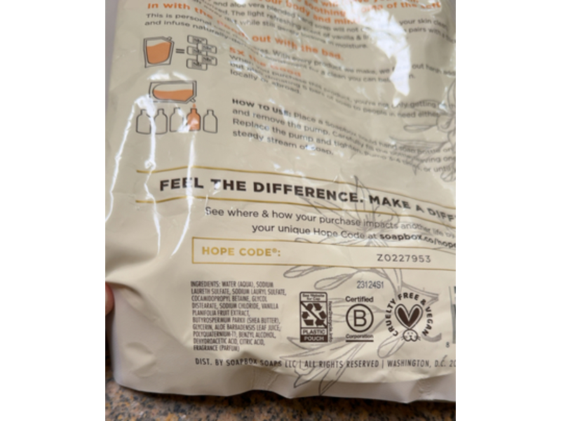 Soapbox Liquid Hand Soap Refill, Vanilla & Lily Blossom, 64 fl oz