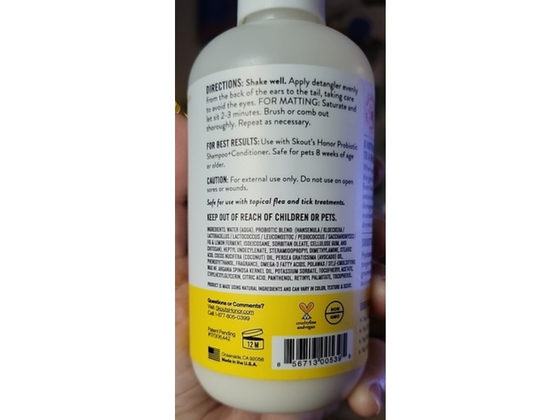 Skout's Honor Probiotic Detangler, Honeysuckle, 8 fl oz/236 mL, Pack of 2