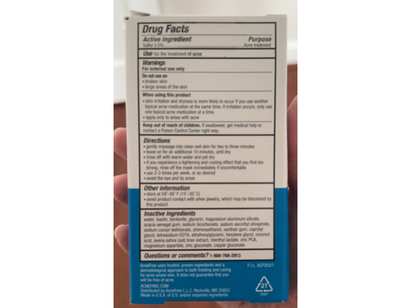 AcneFree Acne Clearing Mask, 1.7 oz/48 g