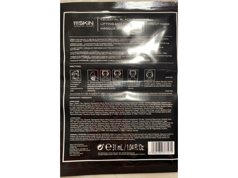 111SKIN Celestial Black Diamond Lifting & Firming Treatment Mask, 1.04 fl oz/31 mL