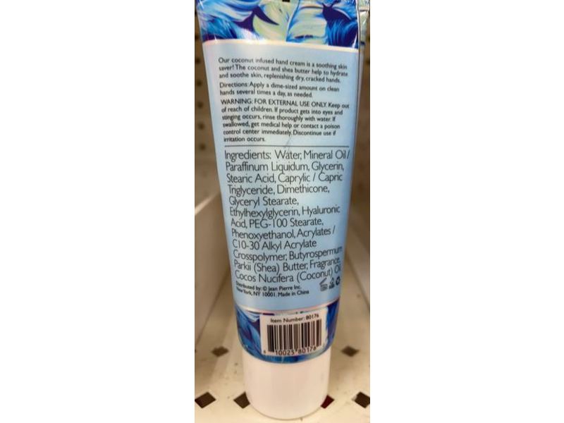 Jean Pierre Soothing Coconut & Shea Hand Cream, Coconut, 1.69 fl oz