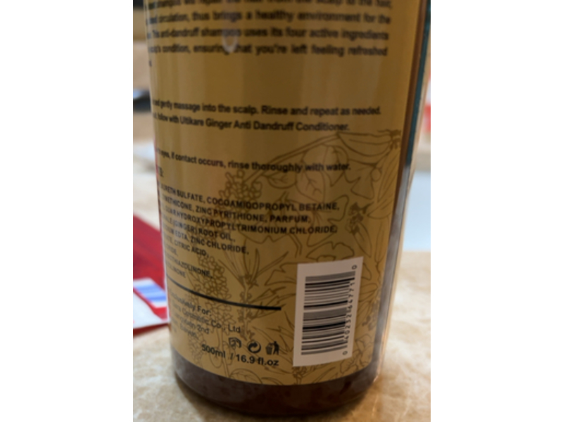 Ultikare Anti - Dandruff Shampoo, Ginger, 16.9 fl oz/500 mL