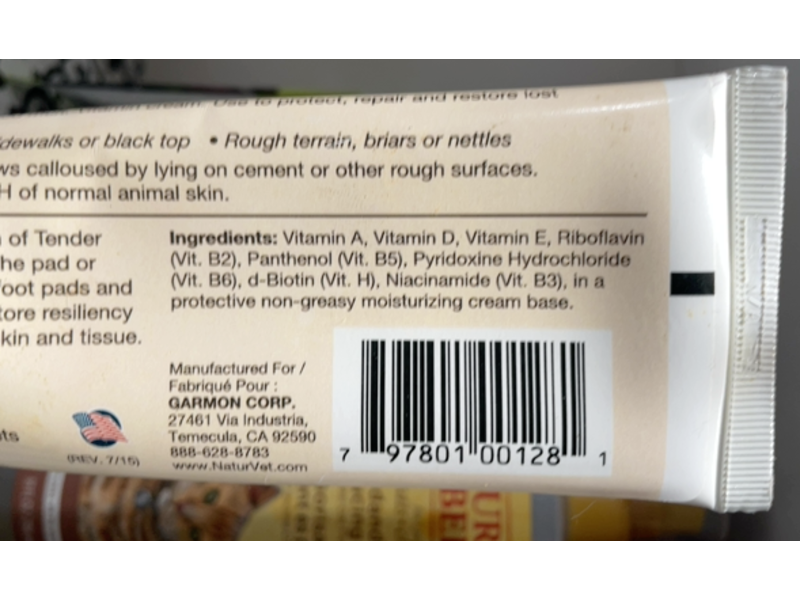 Naturvet Tender Foot Pad & Elbow Topical Moisturizing Cream, 5 oz/141 g