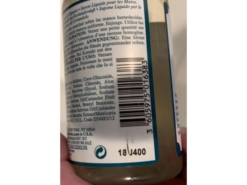 Kiehl's Since 1851 Liquid Hand Soap, Coriander, 6.8 fl oz/200 mL