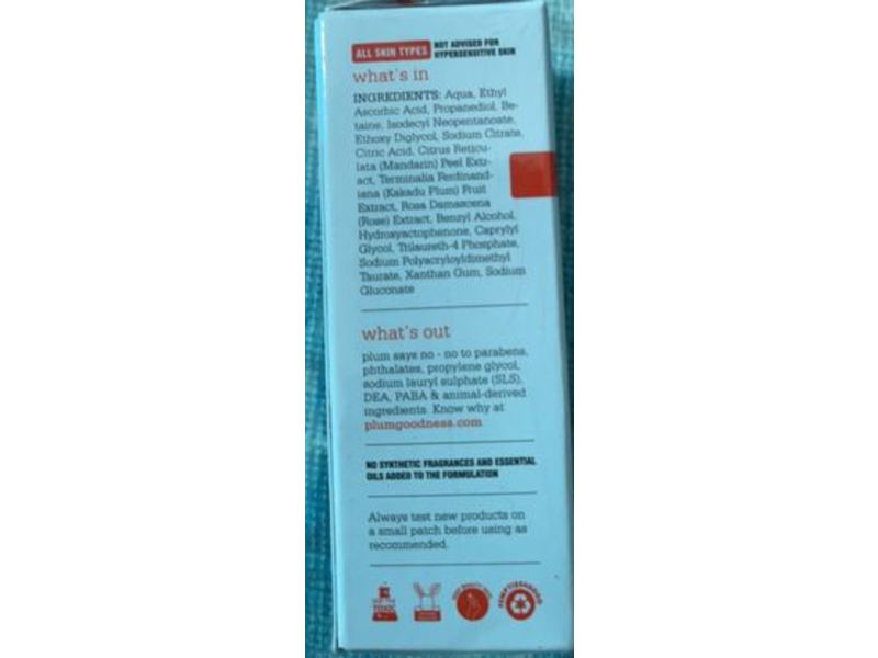 Plum Glow Boost Face Serum, Mandarin & Vitamin C, Fragrance-Free, 0.67 fl oz/20 ml L