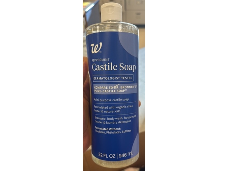 Walgreens Multi-Purpose Castile Soap, Peppermint, 32 fl oz/946 mL