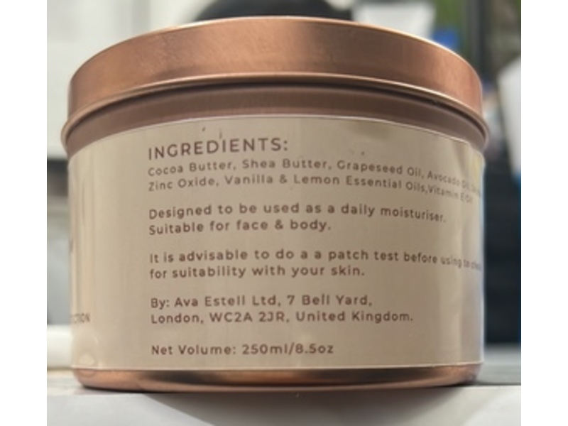 Ava Estell Summer Body Cream with Zinc oxide, 8.5 oz/250 mL