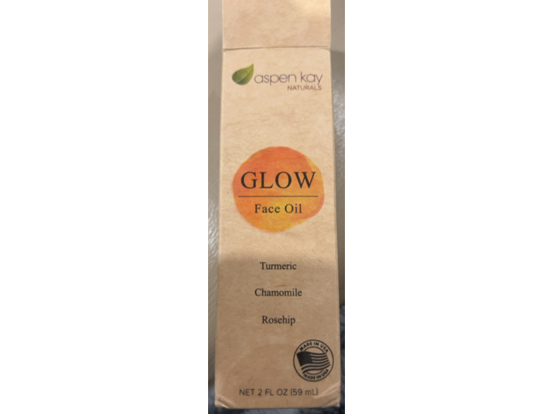 Aspen Kay Naturals Glow Face Oil, Turmeric, Chamomile, Rosehip, 2 fl oz/59 mL