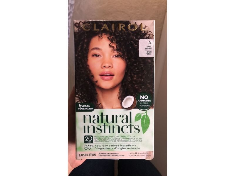 Clairol Natural Instincts Non-Permanent Hair Color, 4 Dark Brown, 1 ct
