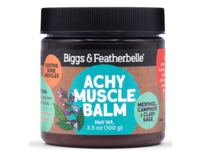 Biggs & Featherbelle Achy Muscle Balm, Menthol Camphor & Clay Sage, 3.5 oz/100 g